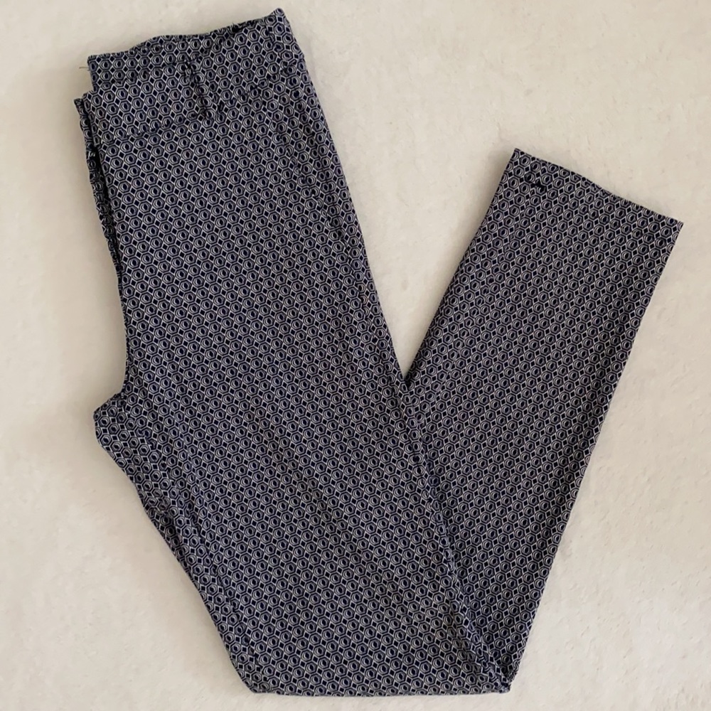 Femme Fatale | Italy Straight Leg Hexagon Pattern Pants Navy Blue/White (S)